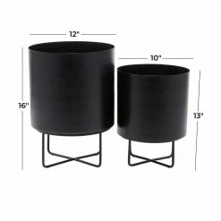 CosmoLiving by Cosmopolitan 12 In. x 16 In. Black Metal Modern Planter (Set of 2) -Everbilt Sales Store black cosmoliving by cosmopolitan plant pots 040136 76 1000