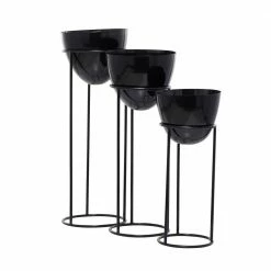 CosmoLiving by Cosmopolitan Black Metal Contemporary Planters (Set of 3) -Everbilt Sales Store black cosmoliving by cosmopolitan plant pots 040455 1f 1000