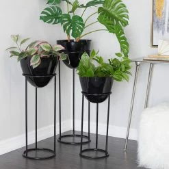 CosmoLiving by Cosmopolitan Black Metal Contemporary Planters (Set of 3) -Everbilt Sales Store black cosmoliving by cosmopolitan plant pots 040455 31 1000
