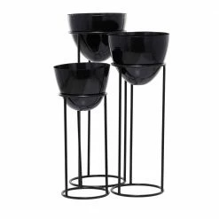 CosmoLiving by Cosmopolitan Black Metal Contemporary Planters (Set of 3) -Everbilt Sales Store black cosmoliving by cosmopolitan plant pots 040455 4f 1000
