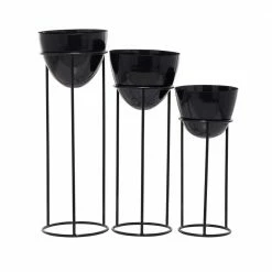 CosmoLiving by Cosmopolitan Black Metal Contemporary Planters (Set of 3)