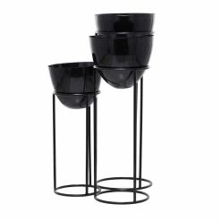 CosmoLiving by Cosmopolitan Black Metal Contemporary Planters (Set of 3) -Everbilt Sales Store black cosmoliving by cosmopolitan plant pots 040455 c3 1000