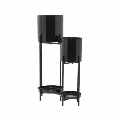 CosmoLiving by Cosmopolitan 9 In. x 24 In. Black Metal Modern Planter (Set of 2) -Everbilt Sales Store black cosmoliving by cosmopolitan plant pots 040583 40 1000