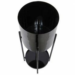 CosmoLiving by Cosmopolitan 9 In. x 24 In. Black Metal Modern Planter (Set of 2) -Everbilt Sales Store black cosmoliving by cosmopolitan plant pots 040583 c3 1000