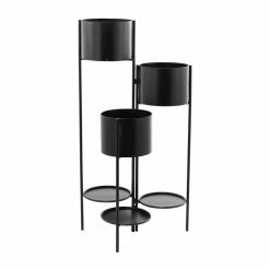 CosmoLiving by Cosmopolitan 40 in. x 20 in. Black Metal Modern Planter