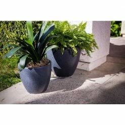 Xbrand 14 in. Tall and 12 in. Tall Black Modern Nested Round Flower Concrete Pot Planter (Set of 2 Different Sizes) -Everbilt Sales Store black xbrand plant pots pl1515bk 66 1000