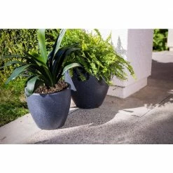 Xbrand 14 in. Tall and 12 in. Tall Black Modern Nested Round Flower Concrete Pot Planter (Set of 2 Different Sizes) -Everbilt Sales Store black xbrand plant pots pl1515bk 76 1000