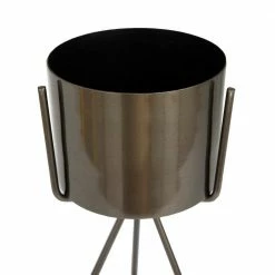 CosmoLiving by Cosmopolitan 12 in. x 5 in. Dark Gray Iron Contemporary Planter (Set of 2) -Everbilt Sales Store dark grey cosmoliving by cosmopolitan plant pots 040287 c3 1000