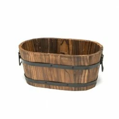 Devault Enterprises 12 in. x 7 in. x 5 in. Small Oval Wooden Planter