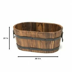 Devault Enterprises 12 in. x 7 in. x 5 in. Small Oval Wooden Planter -Everbilt Sales Store darkened wood light and dark brown devault enterprises plant pots devbp214s 76 1000