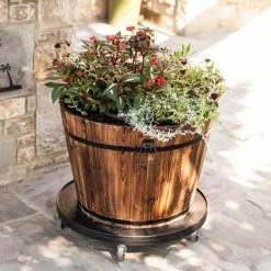 Devault Enterprises 24 in. Espresso Round HDPE Plant Dolly/Caddy -Everbilt Sales Store devault enterprises planter caddies dev2400e 31 1000