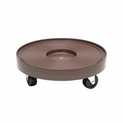 Devault Enterprises 12 in. Espresso Round HDPE Plant Dolly/Caddy