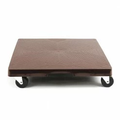 Devault Enterprises 16 in. x 16 in. x 4 in. Espresso HDPE Square Plant Dolly/Caddy