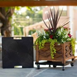 Devault Enterprises 16 in. x 16 in. x 4 in. Black HDPE Square Plant Dolly/Caddy with Handle -Everbilt Sales Store devault enterprises planter caddies devsqh16bl 31 1000