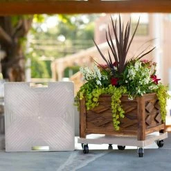 Devault Enterprises 16 in. x 16 in. x 4 in. Gray Mist Square HDPE Plant Dolly/Caddy with Handle -Everbilt Sales Store devault enterprises planter caddies devsqh16g 31 1000