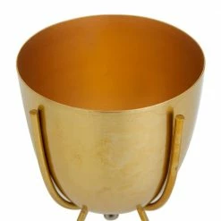 CosmoLiving by Cosmopolitan 4 in. x 7 in. Gold Contemporary Planters Metal -Everbilt Sales Store gold cosmoliving by cosmopolitan plant pots 040155 44 1000