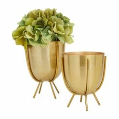 CosmoLiving by Cosmopolitan 4 in. x 7 in. Gold Contemporary Planters Metal -Everbilt Sales Store gold cosmoliving by cosmopolitan plant pots 040155 4f 1000