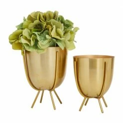 CosmoLiving by Cosmopolitan 4 in. x 7 in. Gold Contemporary Planters Metal