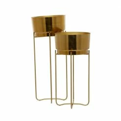 CosmoLiving by Cosmopolitan 31 In. x 12 In. Gold Metal Contemporary Planter (Set of 2) -Everbilt Sales Store gold cosmoliving by cosmopolitan plant pots 040594 c3 1000