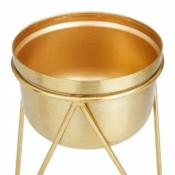 CosmoLiving by Cosmopolitan 10 in. x 7 in. Gold Metal Modern Planter (Set of 2) -Everbilt Sales Store gold cosmoliving by cosmopolitan plant pots 040776 44 1000