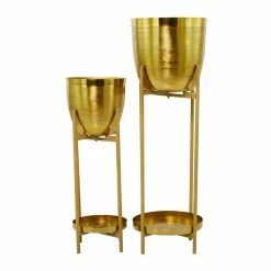 CosmoLiving by Cosmopolitan Gold Metal Modern Planter (Set of 2) -Everbilt Sales Store gold cosmoliving by cosmopolitan plant pots 042326 66 1000