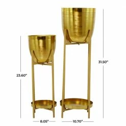 CosmoLiving by Cosmopolitan Gold Metal Modern Planter (Set of 2) -Everbilt Sales Store gold cosmoliving by cosmopolitan plant pots 042326 c3 1000