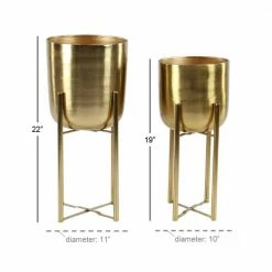 CosmoLiving by Cosmopolitan 22in. Large Gold Metal Indoor Outdoor Dome Planter with Removable Stand (2- Pack) -Everbilt Sales Store gold cosmoliving by cosmopolitan plant pots 51924 c3 1000