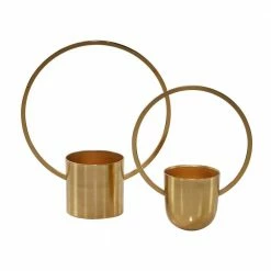 CosmoLiving by Cosmopolitan 18 in. x 14 in. Gold Metal Glam Planter (Set of 2)