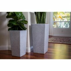 Xbrand 29 in. Tall and 24 in. Tall Grey Modern Nested Square Flower Concrete Pot Planter (Set of 2 Different Sizes) -Everbilt Sales Store gray xbrand plant pots pl2915gr 40 1000