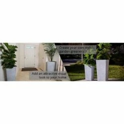 Xbrand 29 in. Tall and 24 in. Tall Grey Modern Nested Square Flower Concrete Pot Planter (Set of 2 Different Sizes) -Everbilt Sales Store gray xbrand plant pots pl2915gr 4f 1000