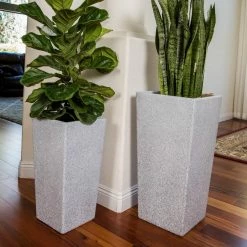 Xbrand 29 in. Tall and 24 in. Tall Grey Modern Nested Square Flower Concrete Pot Planter (Set of 2 Different Sizes) -Everbilt Sales Store gray xbrand plant pots pl2915gr a0 1000