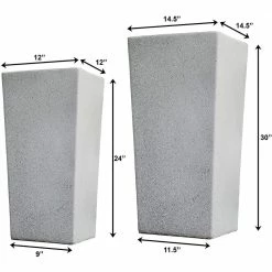 Xbrand 29 in. Tall and 24 in. Tall Grey Modern Nested Square Flower Concrete Pot Planter (Set of 2 Different Sizes) -Everbilt Sales Store gray xbrand plant pots pl2915gr c3 1000