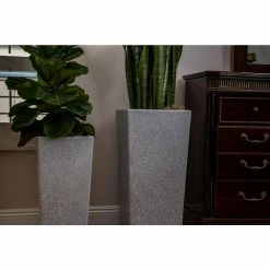 Xbrand 29 in. Tall and 24 in. Tall Grey Modern Nested Square Flower Concrete Pot Planter (Set of 2 Different Sizes) -Everbilt Sales Store gray xbrand plant pots pl2915gr fa 1000