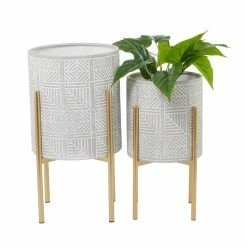 CosmoLiving by Cosmopolitan 23 in. x 12 in. Gray Wood Bohemian Planter (Set of 2)