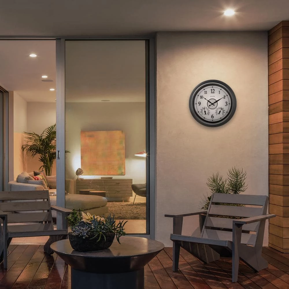 AcuRite 18 in. Pewter LED Illuminated Outdoor Wall Clock with Thermometer and Hygrometer 5 AcuRite 18 in. Pewter LED Illuminated Outdoor Wall Clock with Thermometer and Hygrometer - Image 5