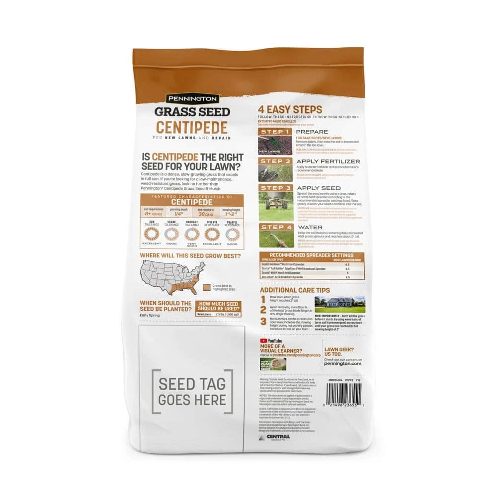 Pennington 5 lbs. Centipede Grass Seed and Mulch 12 Pennington 5 lbs. Centipede Grass Seed and Mulch - Image 12