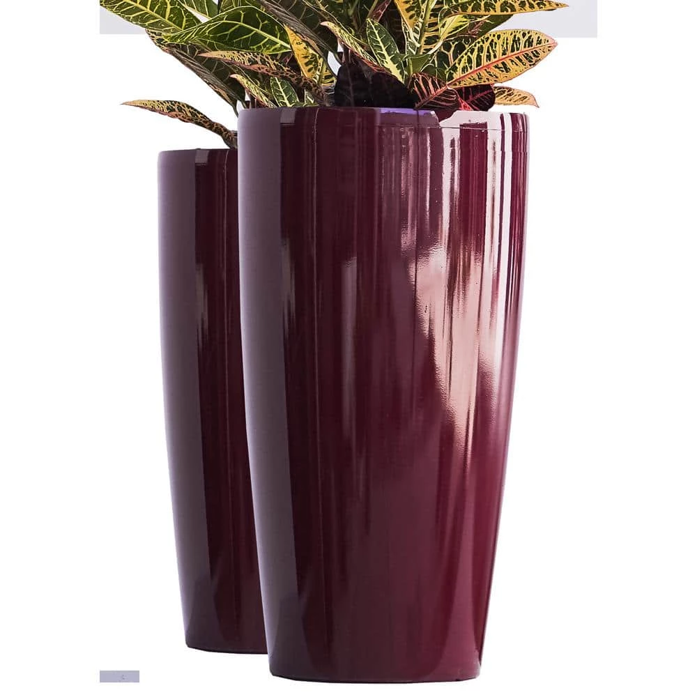 XBRAND 30 in. Tall Red Plastic Nested Self Watering Indoor/Outdoor Tall Round Planter Pot (Set of 2) 1 XBRAND 30 in. Tall Red Plastic Nested Self Watering Indoor/Outdoor Tall Round Planter Pot (Set of 2)