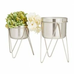 CosmoLiving by Cosmopolitan 7 in. x 10 in. Silver Metal Modern Planter(Set of 2) 9 CosmoLiving by Cosmopolitan 7 in. x 10 in. Silver Metal Modern Planter(Set of 2) -Everbilt Sales Store silver cosmoliving by cosmopolitan plant pots 040159 c3 1000