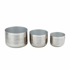 CosmoLiving by Cosmopolitan 9 In. x 12 In. Silver Metal Modern Planter (Set of 3)