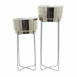 CosmoLiving by Cosmopolitan Cosmo Living by Cosmopolitan 31 in. x 12 in. Silver Metal Contemporary Planter ( Set of 2) -Everbilt Sales Store silver cosmoliving by cosmopolitan plant pots 040723 66 1000