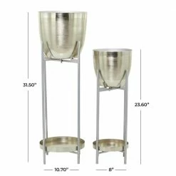 CosmoLiving by Cosmopolitan Silver Metal Modern Planter (Set of 2) -Everbilt Sales Store silver cosmoliving by cosmopolitan plant pots 042374 c3 1000