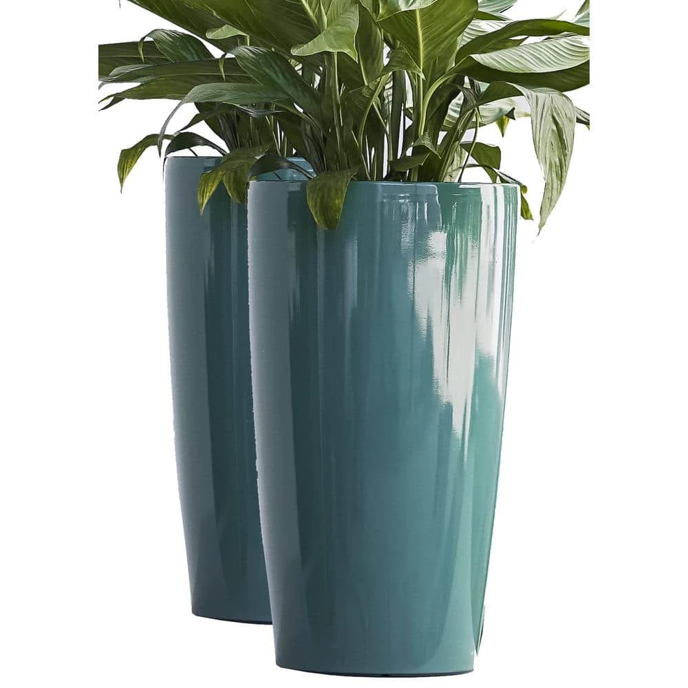 XBRAND 17 in. Tall Turquoise Plastic Nested Self Watering Indoor/Outdoor Round Planter Pot w/ Glossy Finish (Set of 2) 1 XBRAND 17 in. Tall Turquoise Plastic Nested Self Watering Indoor/Outdoor Round Planter Pot w/ Glossy Finish (Set of 2)