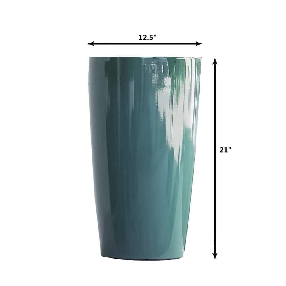 XBRAND 17 in. Tall Turquoise Plastic Nested Self Watering Indoor/Outdoor Round Planter Pot w/ Glossy Finish (Set of 2) 3 XBRAND 17 in. Tall Turquoise Plastic Nested Self Watering Indoor/Outdoor Round Planter Pot w/ Glossy Finish (Set of 2) - Image 3