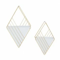 CosmoLiving by Cosmopolitan 17in. Medium White Metal Geometric Indoor Outdoor Hanging Wall Planter (2- Pack) -Everbilt Sales Store white cosmoliving by cosmopolitan plant pots 040389 4f 1000