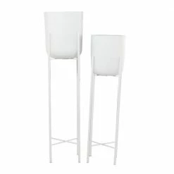 CosmoLiving by Cosmopolitan 47 in. x 40 in. White Metal Modern Planter (Set of 2) -Everbilt Sales Store white cosmoliving by cosmopolitan plant pots 043006 66 1000