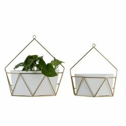 CosmoLiving by Cosmopolitan 15 in. White Metal Contemporary Planter (2-Pack)