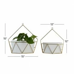 CosmoLiving by Cosmopolitan 15 in. White Metal Contemporary Planter (2-Pack) -Everbilt Sales Store white cosmoliving by cosmopolitan plant pots 51964 76 1000