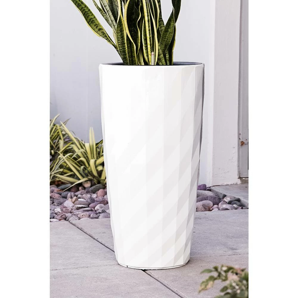 Xbrand 30 in. Tall White Plastic Nested Self Watering Indoor/Outdoor Diamond Look Round Planter Pot (Set of 2) 13 Xbrand 30 in. Tall White Plastic Nested Self Watering Indoor/Outdoor Diamond Look Round Planter Pot (Set of 2) - Image 13