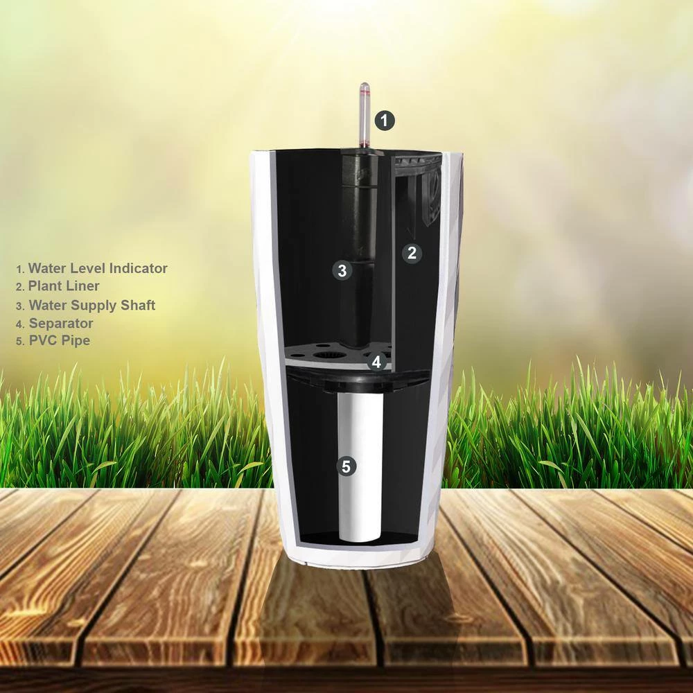 Xbrand 30 in. Tall White Plastic Nested Self Watering Indoor/Outdoor Diamond Look Round Planter Pot (Set of 2) 10 Xbrand 30 in. Tall White Plastic Nested Self Watering Indoor/Outdoor Diamond Look Round Planter Pot (Set of 2) - Image 10