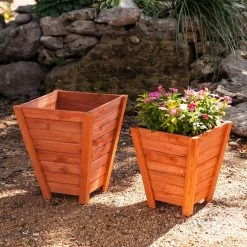 Devault Enterprises DeVault Tall Wooden Planter (Set of 2) -Everbilt Sales Store wood light brown orange devault enterprises plant pots devbp233 31 1000